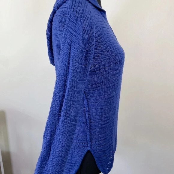 Aritzia Wilfred Free Royal Blue Hooded Open Knit Cashmere  Blend Sweater - Picture 4 of 15